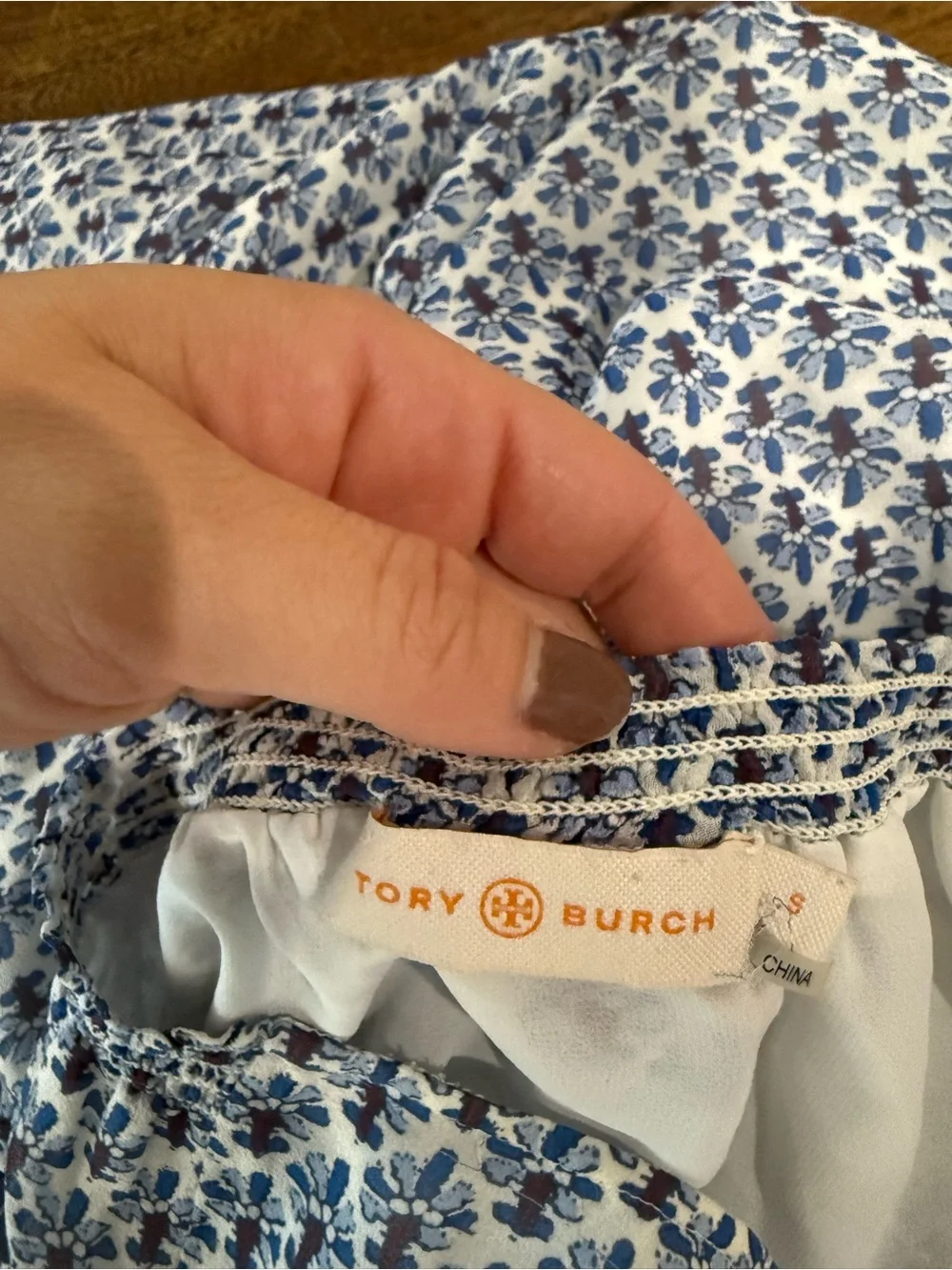 Tory Burch Silk Baja Blue Printed Halter Tassel Jumpsuit